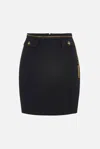 Elisabetta Franchi Black Skirt With Metallic Pendant And Patch Pockets In Fabric Woman In Black