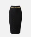 Elisabetta Franchi Fitted Black Viscose Midi Skirt In Black
