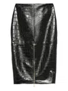 Elisabetta Franchi Crocodile-embossed Zip-detail Skirt In Black