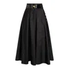 Elisabetta Franchi Skirt In Voile Fabric With Belt In Black