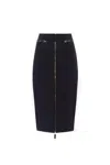 Elisabetta Franchi Lightweight Crepe Skirt With Black Zip In Black