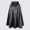 Elisabetta Franchi Crackled Leather-effect Synthetic Maxi Skirt With Flared Hem In Black