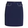 Elisabetta Franchi Crepe Skirt With Piping And Horsebit In Blue