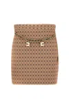 Elisabetta Franchi Fitted Camel Skirt With Diamond Pattern In Brown