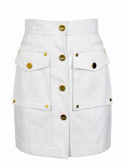 Elisabetta Franchi Button-up Mini Cargo Skirt In Gray