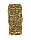 Elisabetta Franchi Midi Skirt With Sequins And Mesh In Green