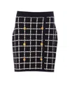 Elisabetta Franchi Black Jacquard Mini Skirt With Logo And Gold Buttons In Nero/burro