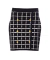 Elisabetta Franchi Black Jacquard Mini Skirt With Logo And Gold Buttons In Nero/burro