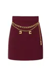 Elisabetta Franchi Chain Detail High-waisted Mini Skirts In Red