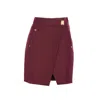 Elisabetta Franchi Skirt Bordeaux Wrap Wallet Button Gold In Burgundy