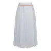 Elisabetta Franchi Midi Skirt With Gold Chain And Pleats In White