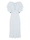 Elisabetta Franchi Light Blue Midi Dress With V-neck In Blue
