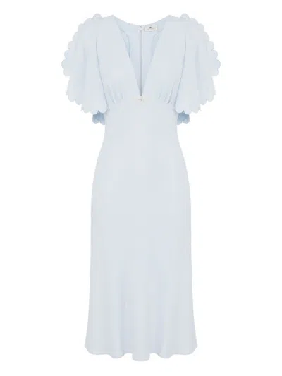 ELISABETTA FRANCHI SKY BLUE CREPE MIDI DRESS