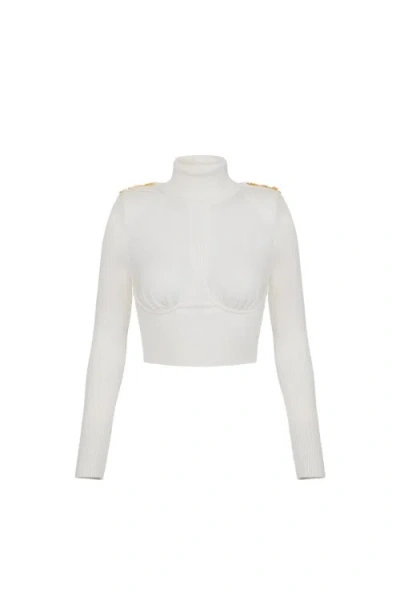 ELISABETTA FRANCHI ELISABETTA FRANCHI SKY BLUE HIGH NECK SWEATER