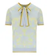 Elisabetta Franchi Sky Blue Sweater Yellow Flowers In Blue