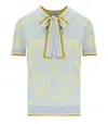 Elisabetta Franchi Sky Blue Sweater Yellow Flowers In Blue