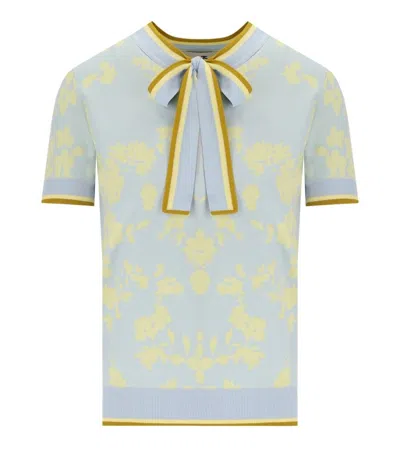 Elisabetta Franchi Women's Floral Jacquard Jumper Sweater In Blue