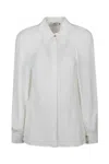 Elisabetta Franchi Sky Blue Shirt With Classic Collar In White