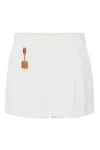 Elisabetta Franchi Sky Viscose-linen Tailored Shorts With Detailing In White