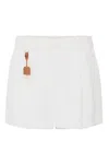 Elisabetta Franchi Sky Viscose-linen Tailored Shorts With Detailing In White