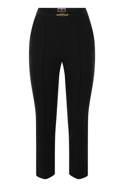 Elisabetta Franchi Sleek Black Technical Straight Trousers For Women