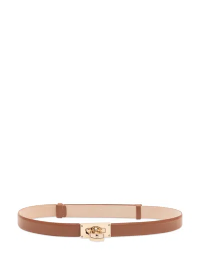Elisabetta Franchi Sleek Sottile Belt With Lock Closure In Brown