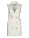 Elisabetta Franchi Sleeveless Double-breasted Dress Button Detailing In Neutrals