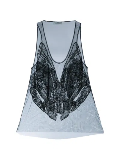 Elisabetta Franchi Sheer Embroidered Tank Top In Multi