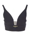Elisabetta Franchi V-neckline Bra Model Gold Chain In Black