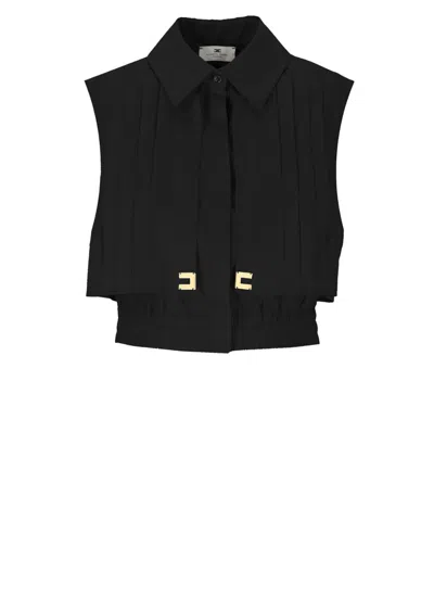Elisabetta Franchi Cotton Cropped Shirt In Black