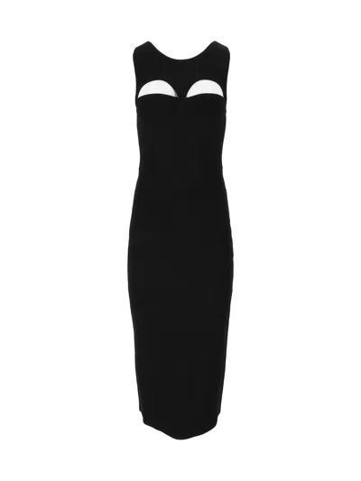 Elisabetta Franchi Sleeveless Cut-out Knit Sweater Dress In Black