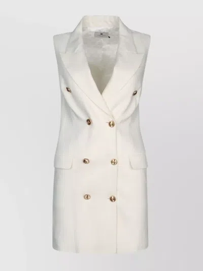 Elisabetta Franchi Sleeveless Double-breasted Dress Button Detailing In Beige