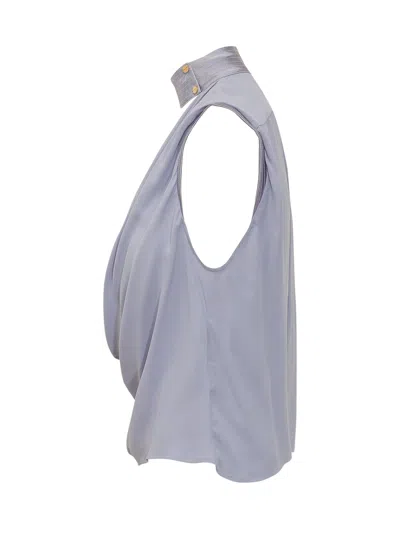 Elisabetta Franchi Sleeveless Draped Mini Shirt In Lilla