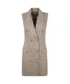 Elisabetta Franchi Double-breasted Mini Dress In Nude