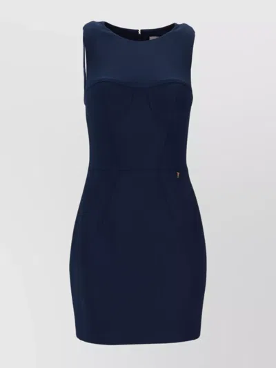 Elisabetta Franchi Sleeveless Fitted Mini Dress In Blue