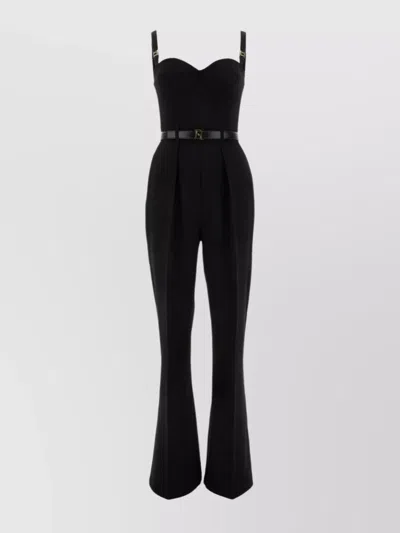 Elisabetta Franchi Sleeveless Flared Trousers Jumpsuit In Black