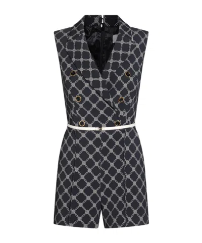 ELISABETTA FRANCHI ELISABETTA FRANCHI DIAMOND PRINTED DOUBLE-BREASTED JUMPSUIT