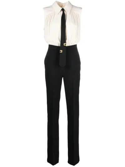 Elisabetta Franchi Sleeveless Jumpsuit With Tie In Black