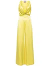 Elisabetta Franchi Cowl Neck Body-chain Jumpsuit In Yellow & Orange