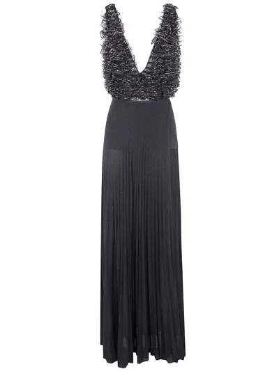 Elisabetta Franchi Sleeveless Long Dress In Black