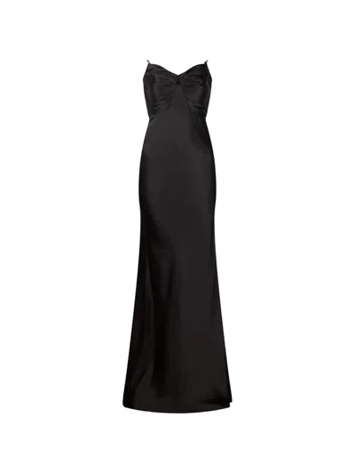 Elisabetta Franchi Red Carpet Satin Mermaid Evening Dress In Black