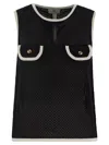 Elisabetta Franchi Sleeveless Mesh Top In Black/butter