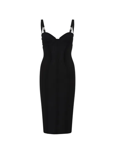 Elisabetta Franchi Sleeveless Midi Dress In Black