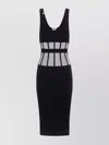 Elisabetta Franchi Sleeveless Midi Dress Sheer Paneling In Black