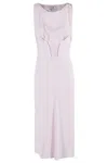 Elisabetta Franchi Sleeveless Midi Dress With Corset Effect In Pink