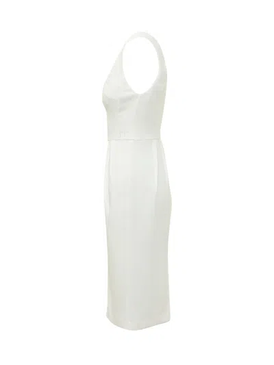 Elisabetta Franchi Sleeveless Midi Suit With Pleats In Avorio