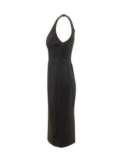 Elisabetta Franchi Sleeveless Midi Suit With Pleats In Nero