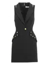 Elisabetta Franchi Sleeveless V Neck Dress With Decorative Studs In Black