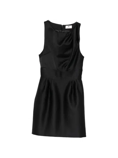 Elisabetta Franchi Sleeveless Mini Dress Round Neckline Draped In Black