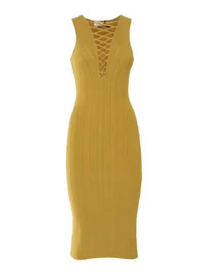 Elisabetta Franchi Knitted Dress In Yellow